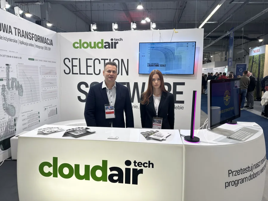 Selection software shown on screens at the CloudAir stand