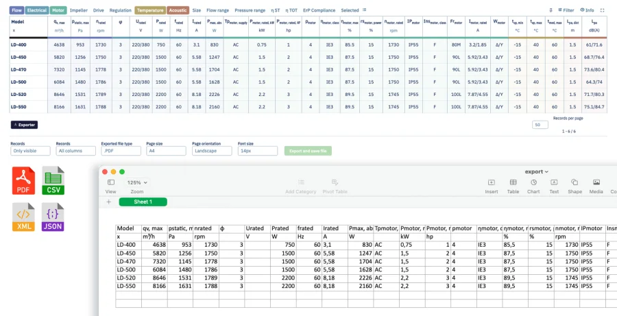 Export data from table