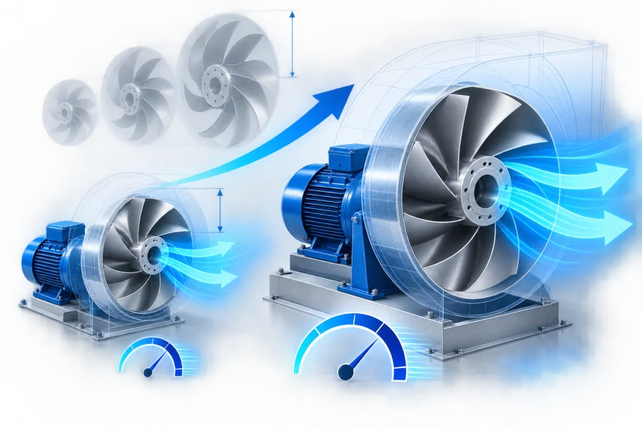 Fan performance curves scaled by speed, diameter and density
