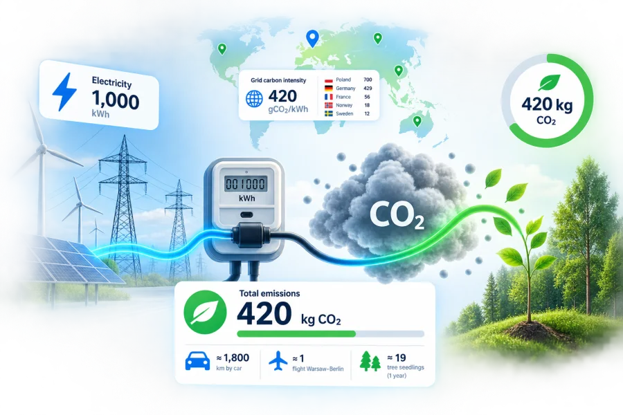 Electrical load with an annual CO2 emissions readout