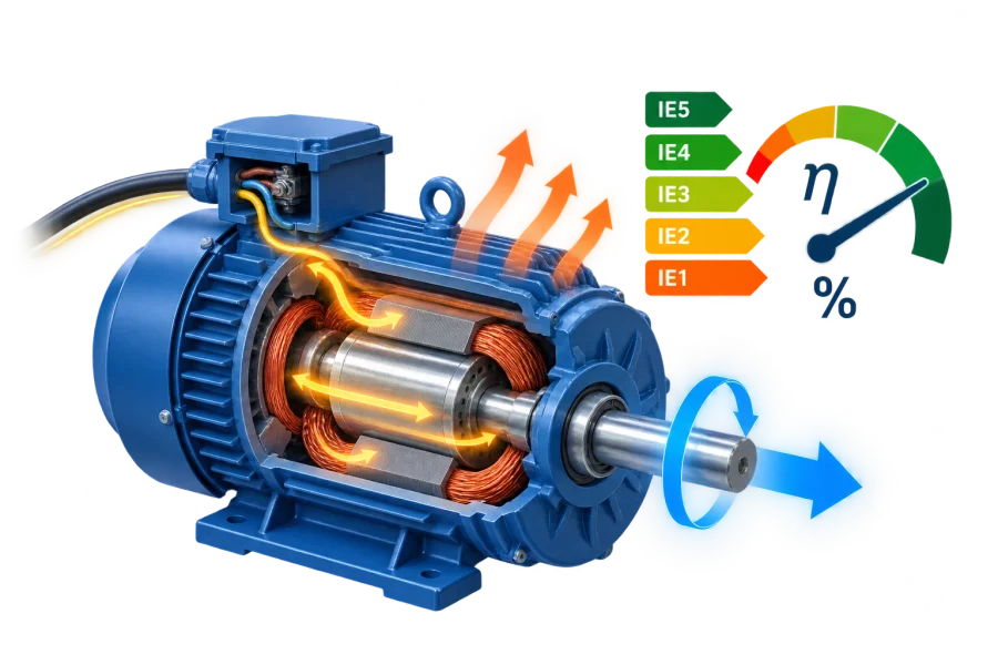 Electric motor with an IE efficiency class readout
