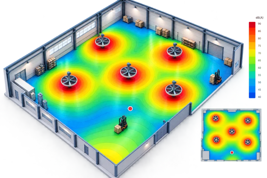 Multiple noise sources combining to a total sound pressure level