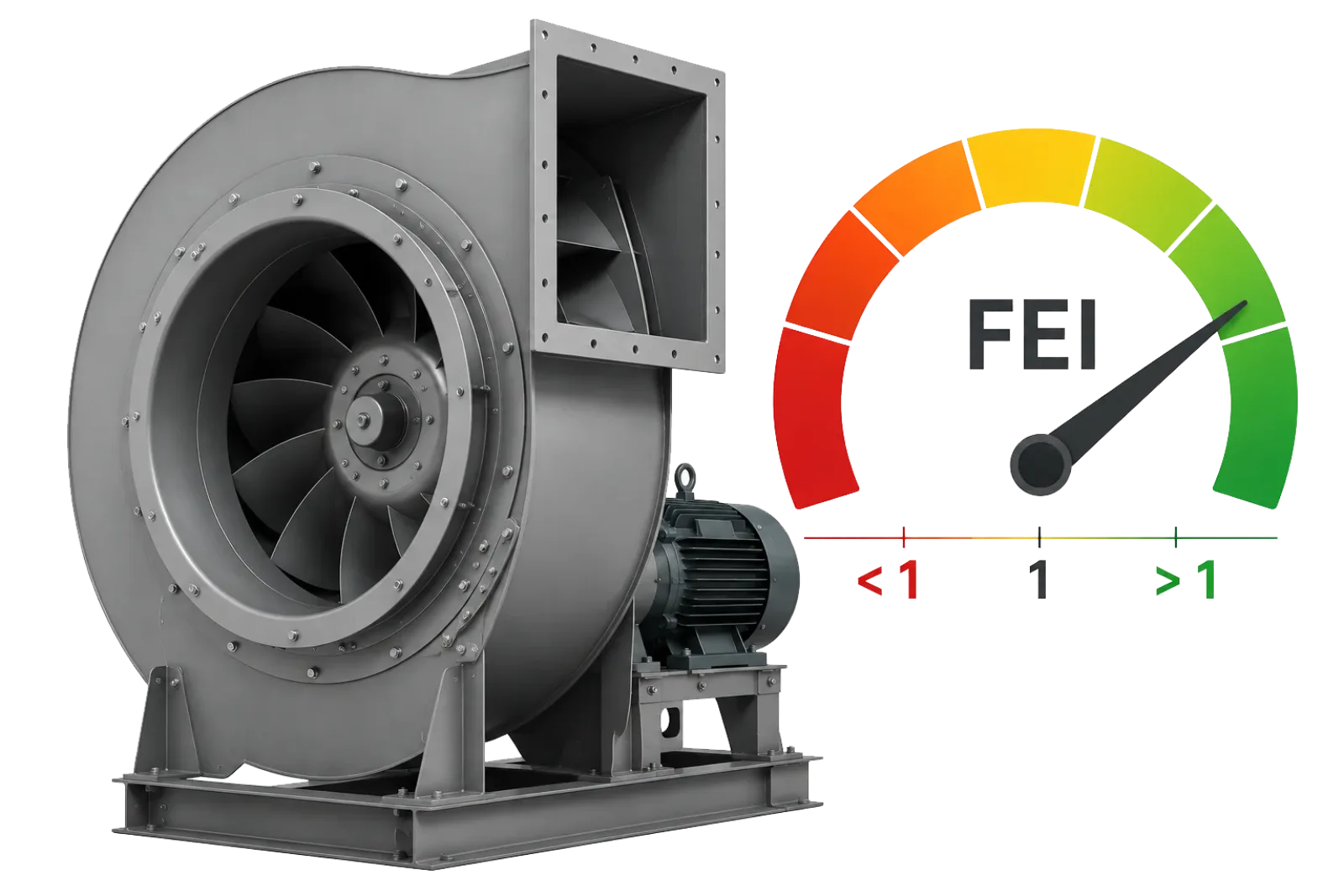 Centrifugal fan with a Fan Energy Index compliance gauge