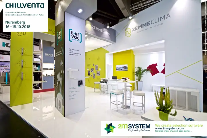 2Emmeclima stand with B-REVOC column for air conditioning wall bracket covers at Chillventa 2018