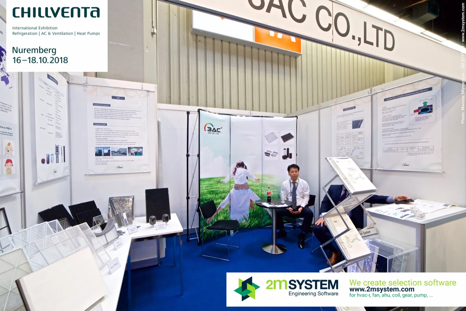 3AC stand with filter media samples and pop-up banner at Chillventa 2018