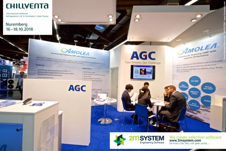 AGC stand presenting AMOLEA 1224yd low-GWP refrigerant