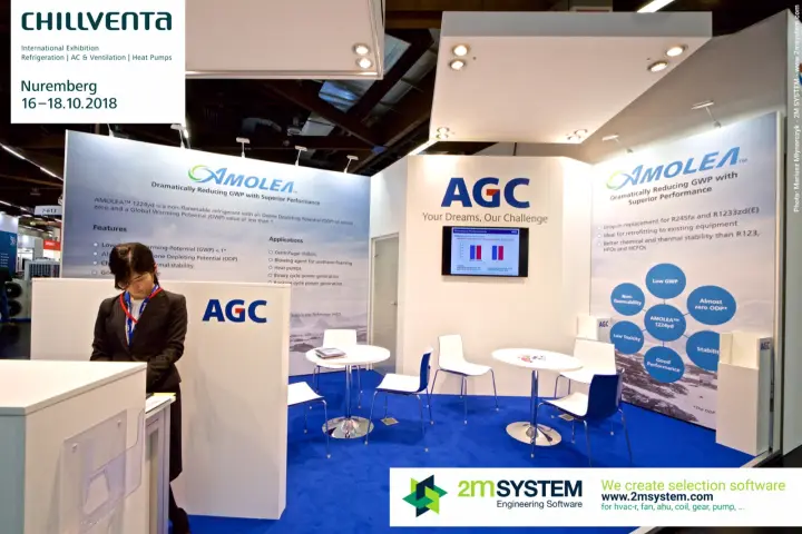 AGC stand presenting Amolea 1224yd low-GWP refrigerant