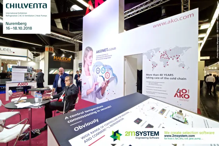 AKO controller display table and AKONET.CLOUD wall at Chillventa 2018