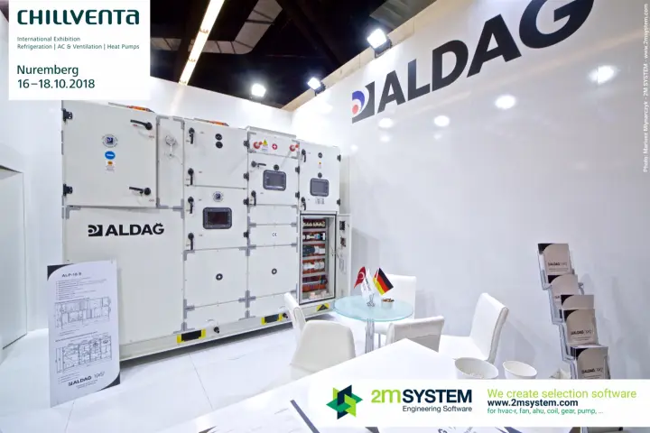 Aldag air handling unit with open control cabinet and ALP-10 S board at Chillventa 2018