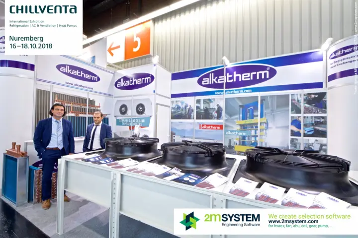 Alkatherm stand with finned coils and three axial fan unit