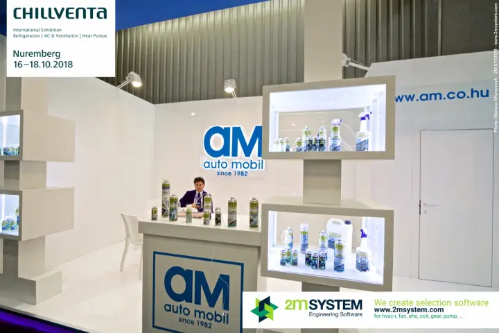 AM Auto Mobil counter and lit shelves of sprays and cleaning bottles