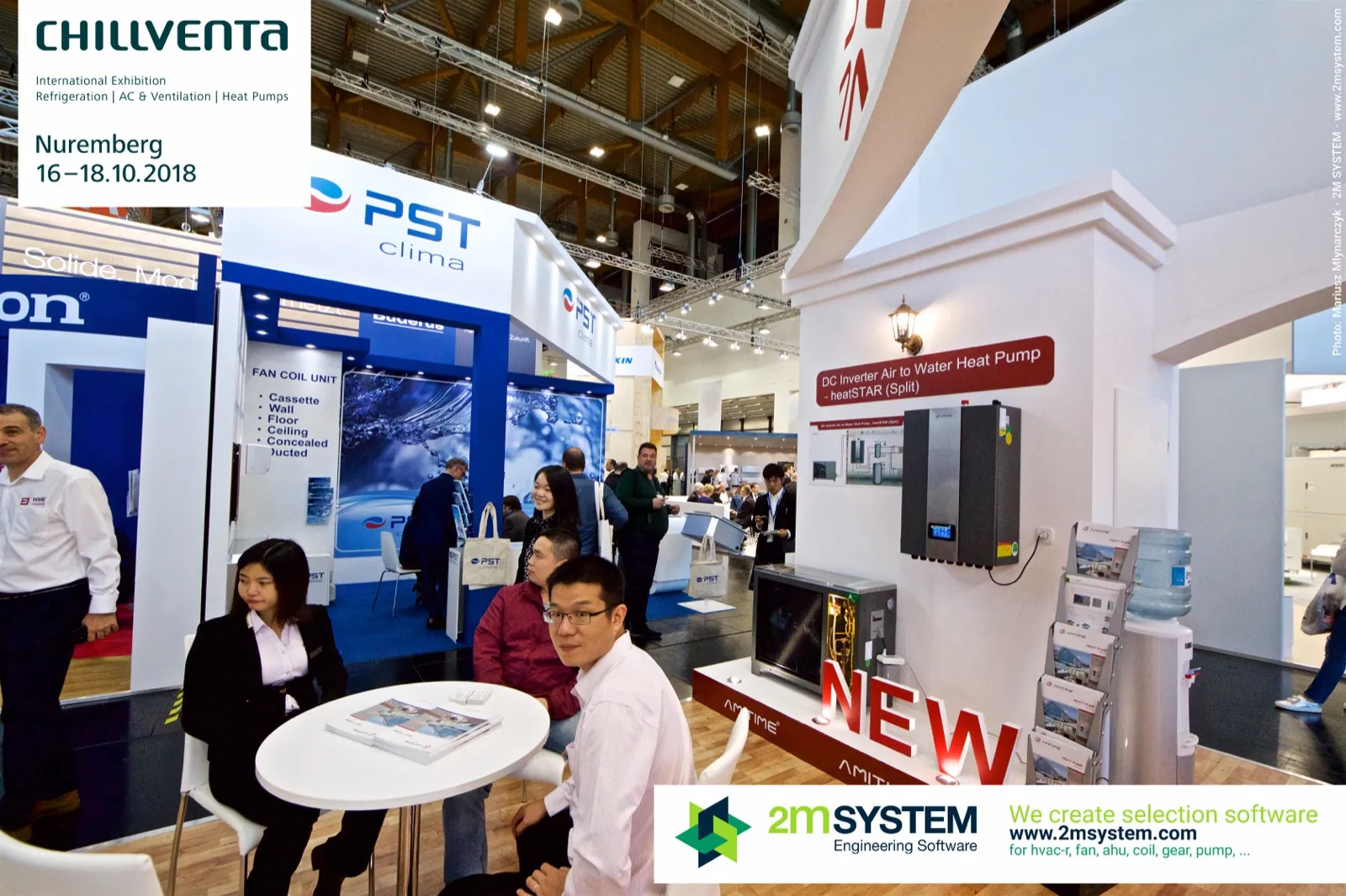 Amitime heatSTAR split heat pump marked NEW, next to PST Clima at Chillventa 2018