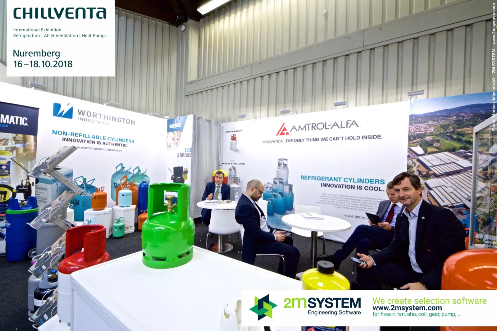 Amtrol-Alfa and Worthington refrigerant cylinders on a shared stand at Chillventa 2018