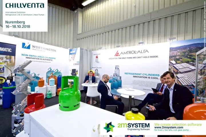 Amtrol-Alfa and Worthington refrigerant cylinders on a shared stand at Chillventa 2018