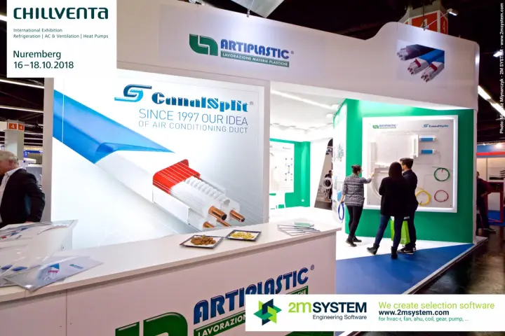 Artiplastic counter and CanalSplit graphic "Since 1997 our idea of air conditioning duct" at Chillventa 2018