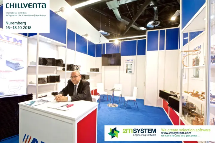 ATM shell-scheme stand with finned condensers and copper tube assemblies at Chillventa 2018
