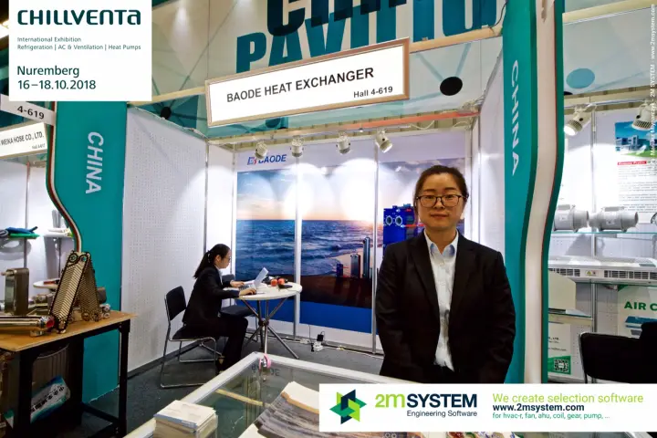 Baode Heat Exchanger booth with plate heat exchanger samples at Chillventa 2018