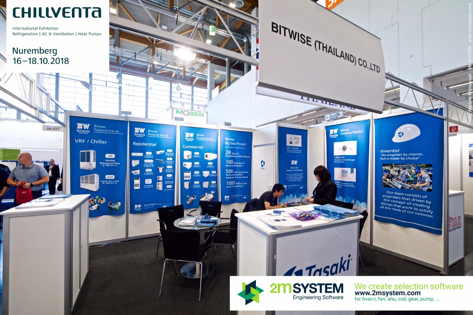 Bitwise (Thailand) shell-scheme stand with VRF, chiller and AC product banners at Chillventa 2018