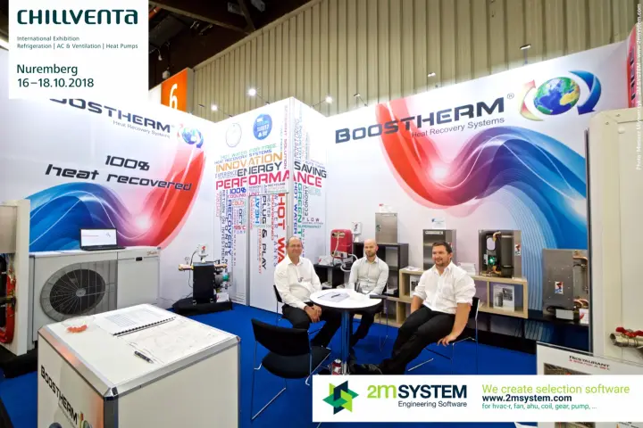 Boostherm Heat Recovery Systems stand with staff at a round table at Chillventa 2018