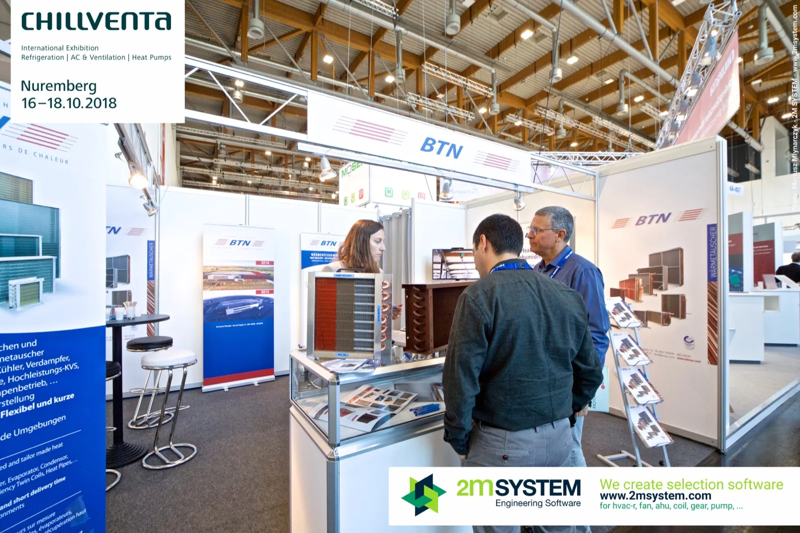 BTN heat exchanger coils displayed on a glass counter at Chillventa 2018