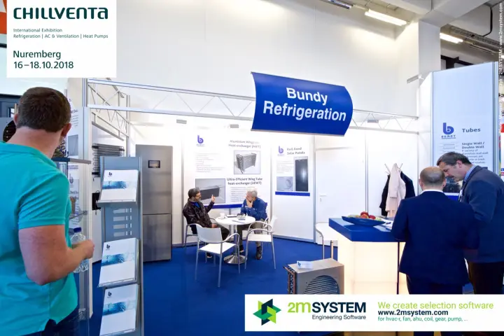 Bundy Refrigeration stand with wire-on-tube and wing tube heat exchangers at Chillventa 2018
