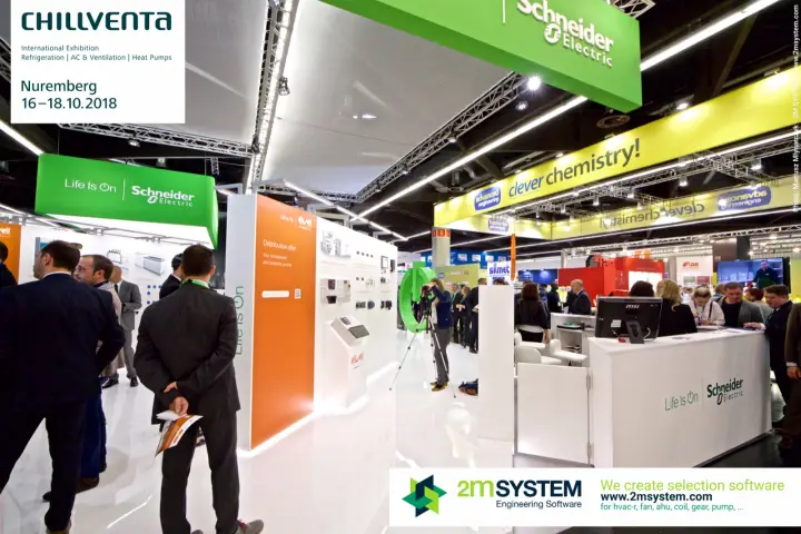 Busy Schneider Electric stand with the Eliwell distribution offer wall at Chillventa 2018