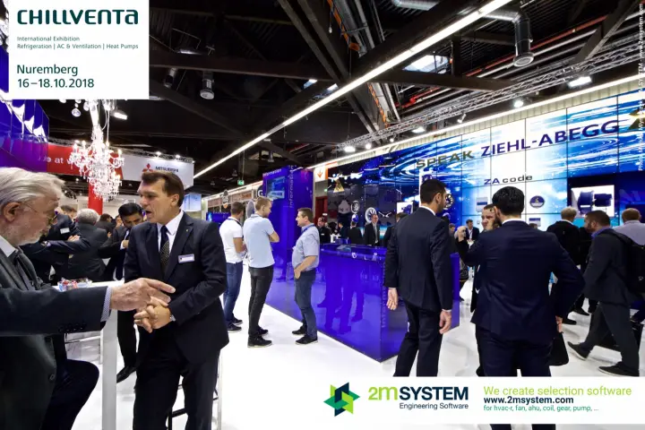 Busy Ziehl-Abegg stand with blue information counter and ZAcode wall