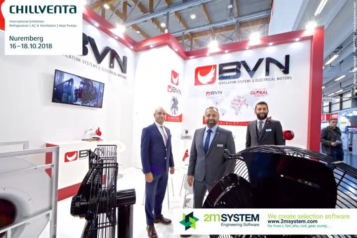 BVN corner stand with production video and axial fans in the foreground