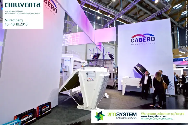 Cabero V-shaped dry cooler and fan unit on display at Chillventa 2018