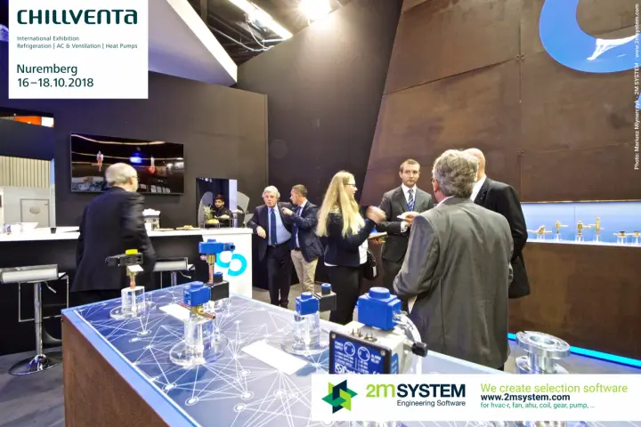Castel solenoid valves on a blue network-pattern display table at Chillventa 2018