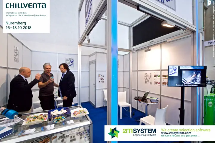 Cebi Hi-tech shell-scheme stand with machined parts showcase at Chillventa 2018