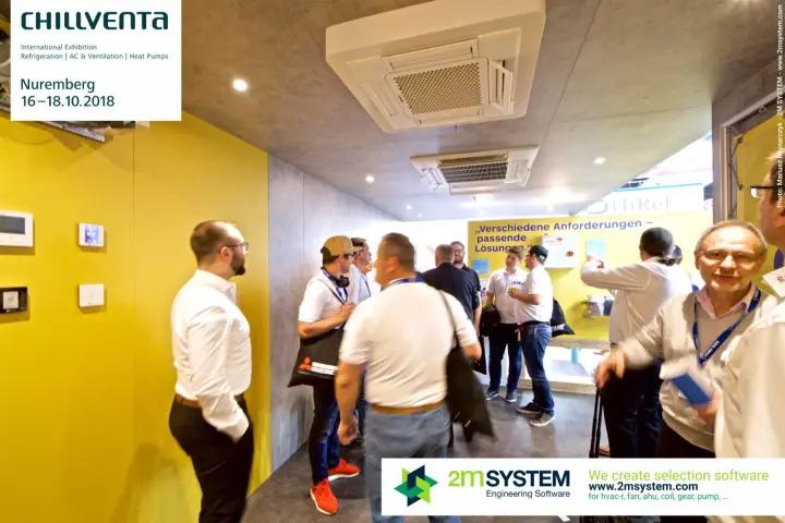 Ceiling cassette units and room controllers inside the S-Klima stand at Chillventa 2018