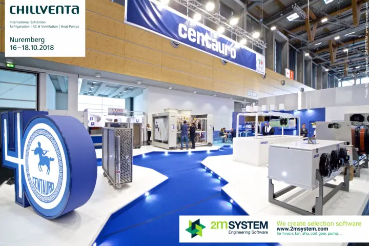 Centauro stand with 40th anniversary emblem and refrigeration units