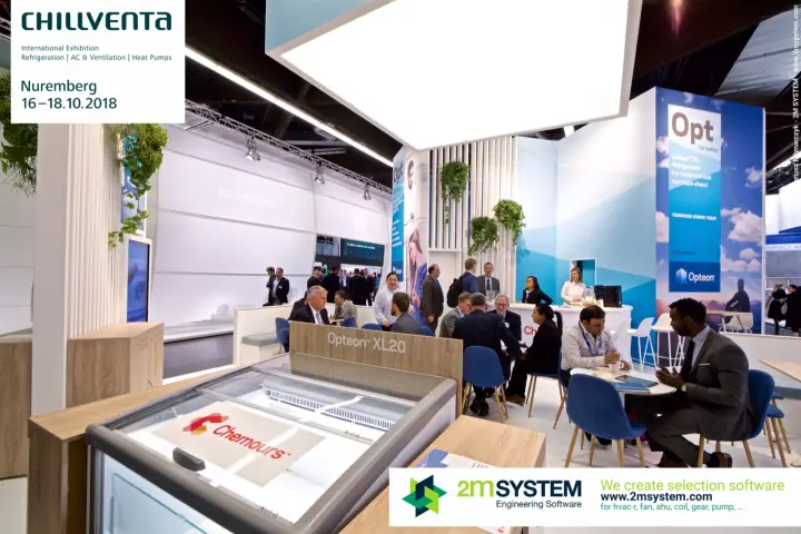 Chemours display freezer marked "Opteon XL20" in the stand lounge at Chillventa 2018