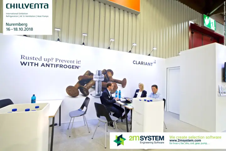 Clariant meeting area under the Antifrogen rust prevention wall at Chillventa 2018