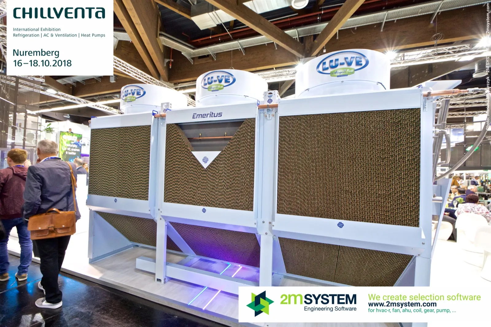 Close view of the LU-VE Emeritus unit and its adiabatic pad panels at Chillventa 2018