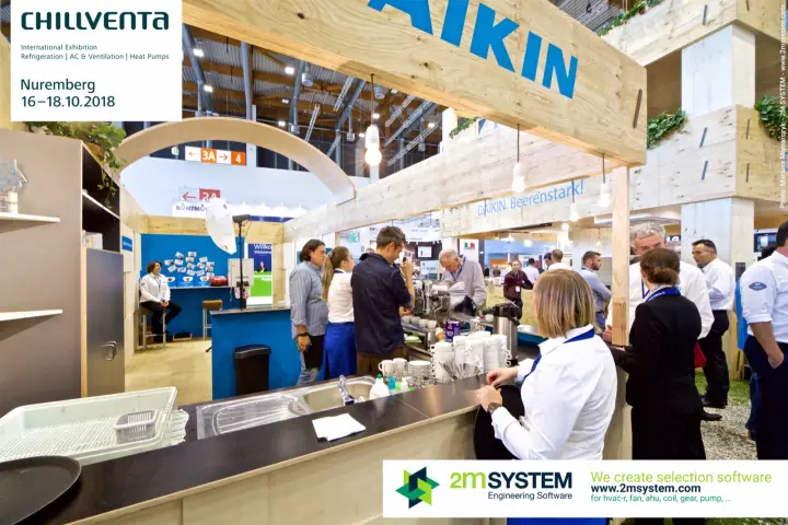 Coffee bar inside the plywood Daikin stand with the 'Beerenstark!' slogan