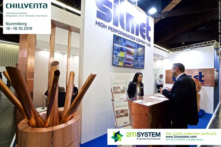 Coiled copper tube and cut pipes at the Silmet stand at Chillventa 2018