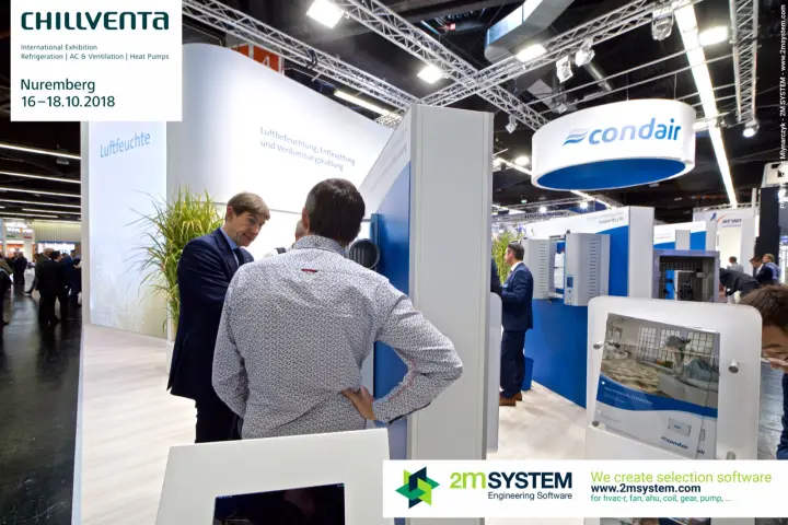 Condair humidification stand with its round hanging logo ring at Chillventa 2018