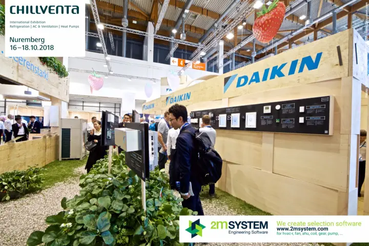 Controller display wall and strawberry beds along the Daikin stand at Chillventa 2018
