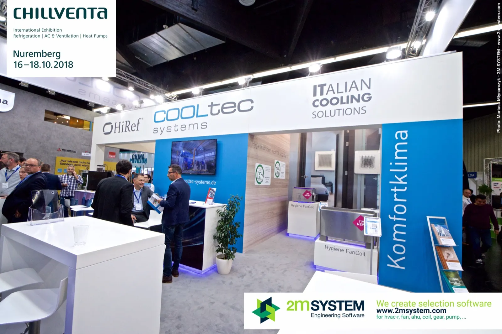 Cooltec Systems front with new Hygiene FanCoil units and Komfortklima wall at Chillventa 2018