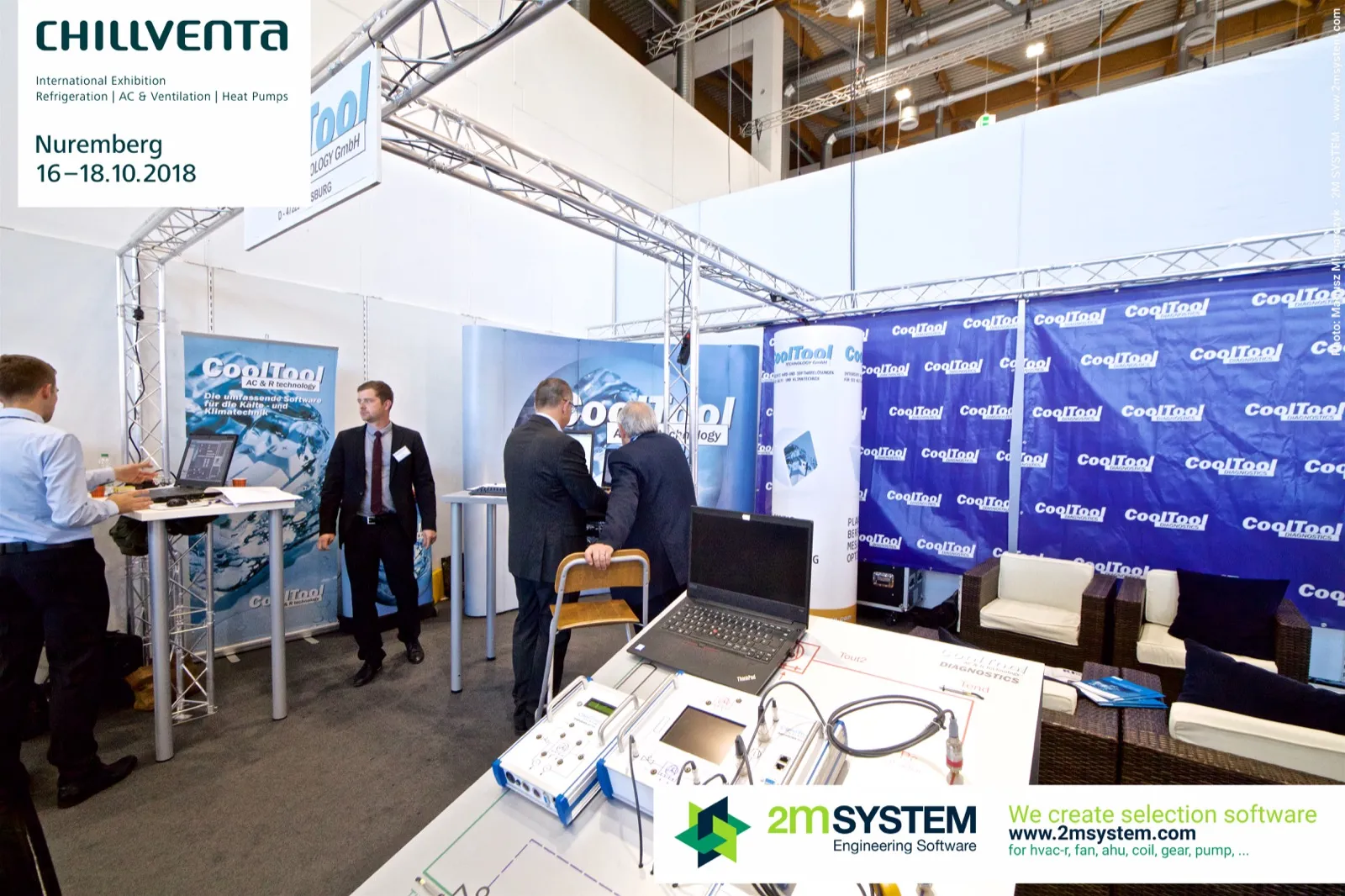 CoolTool diagnostics measuring devices on a demo table with laptop at Chillventa 2018