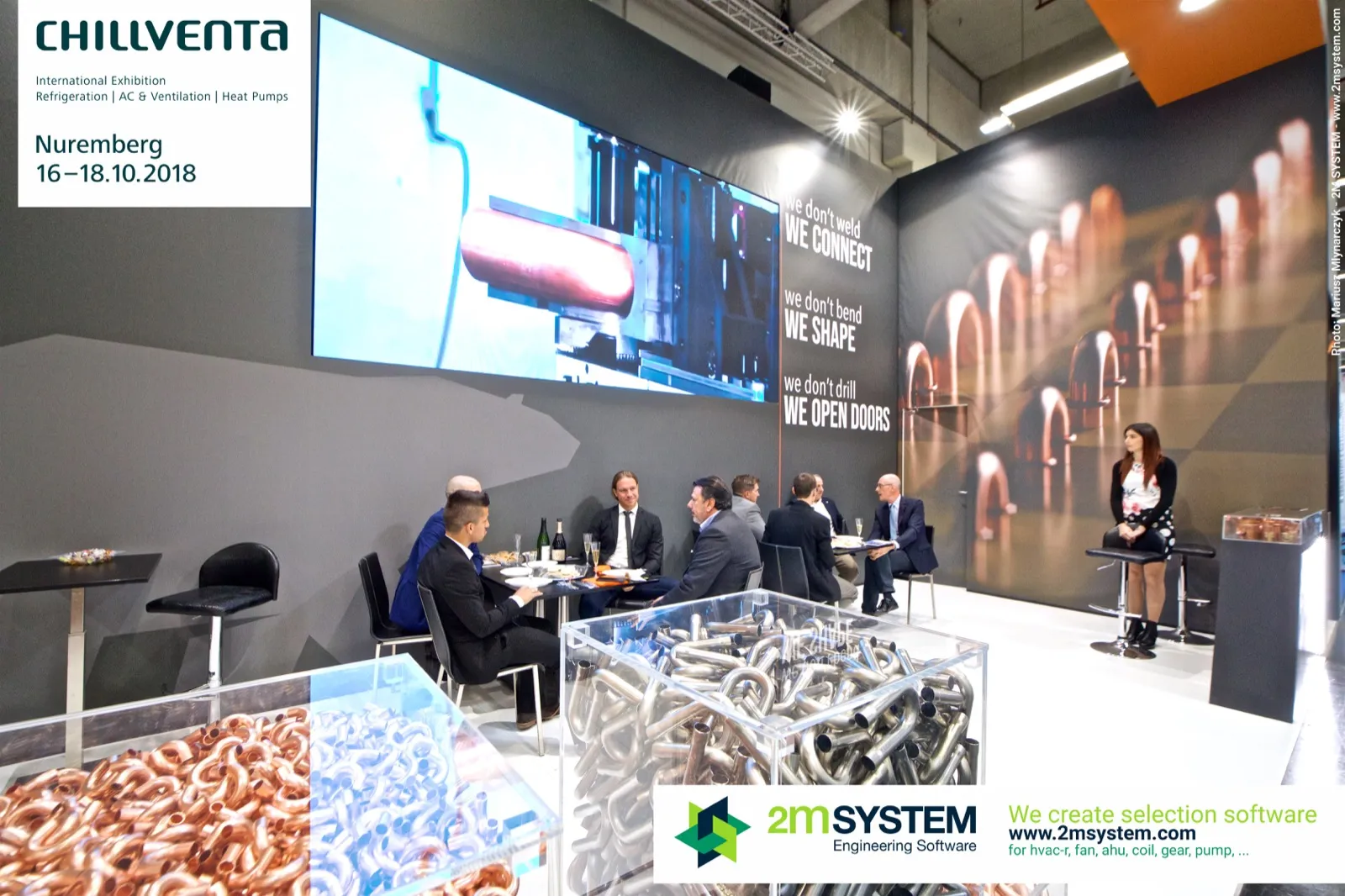 Copper and steel return bends on display at the CFT stand at Chillventa 2018