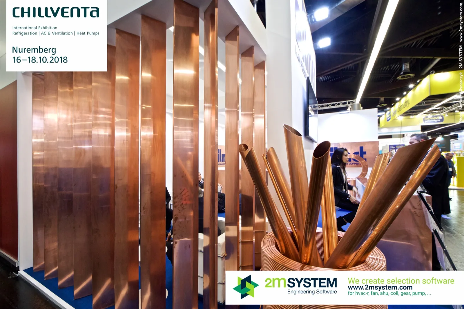 Copper strip screen and copper tube display on the Silmet stand at Chillventa 2018