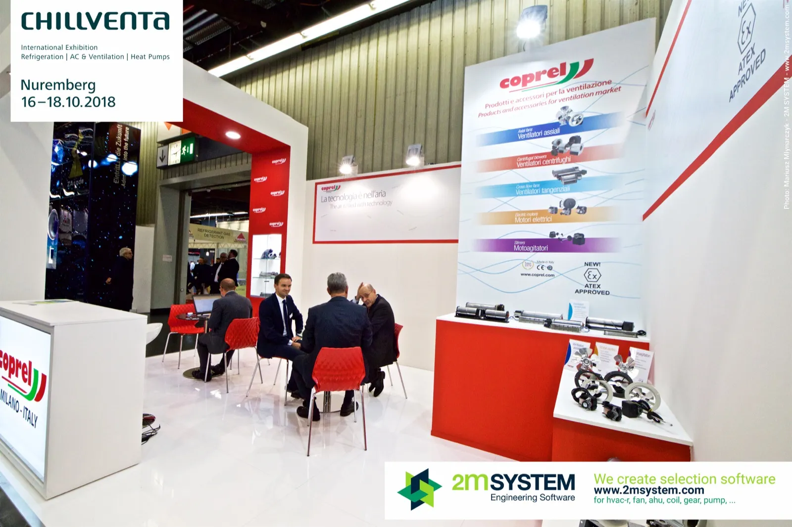 Coprel product wall with cross-flow fans and motors, Milano – Italy at Chillventa 2018
