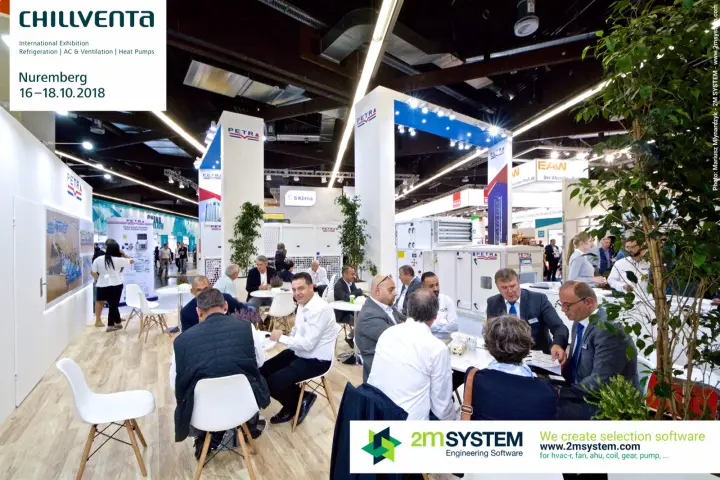 Crowded Petra meeting area with wooden floor and potted trees at Chillventa 2018