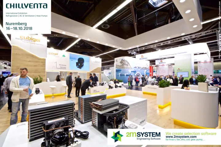 Cubigel condensing units with finned coils in front of the stand at Chillventa 2018