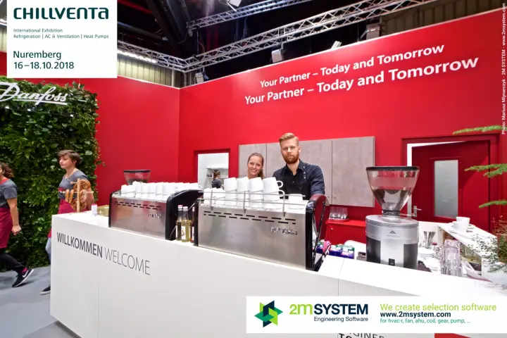 Danfoss coffee bar team with espresso machines and grinder at Chillventa 2018