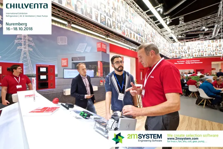 Danfoss staff demonstrating store controllers at the Smart Store counter at Chillventa 2018