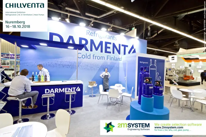 Darmenta refrigerants stand with "Cold from Finland" backdrop